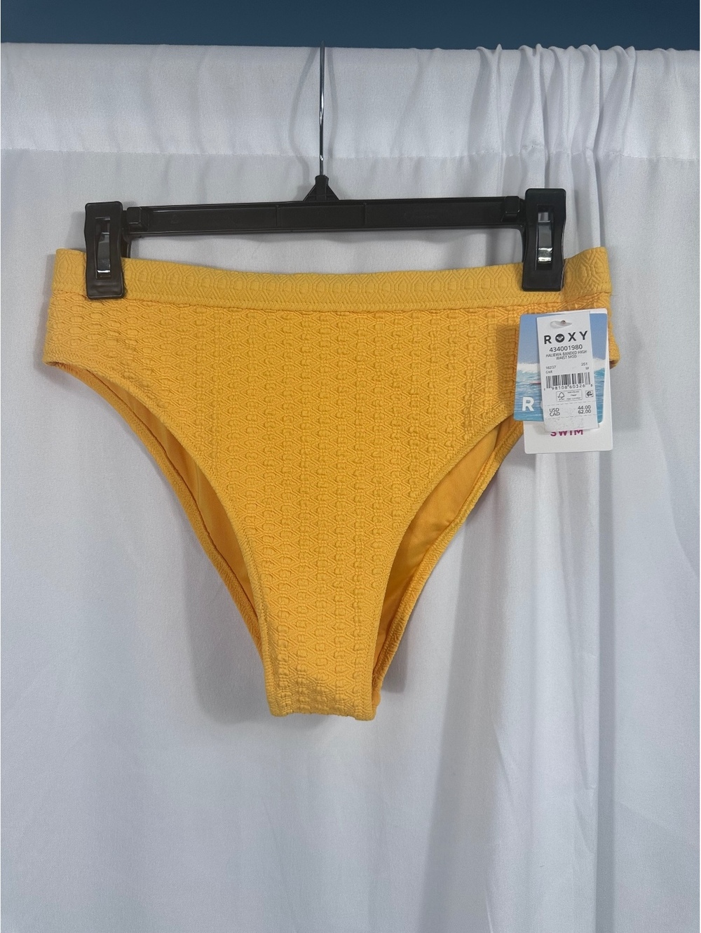 Roxy Haliewa Banded High Waist Mod Bikini Bottom in Yellow, Size M
